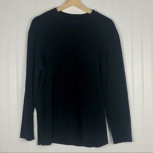 John Ashford Black Ribbed Long Sl. Crew Neck Shirt